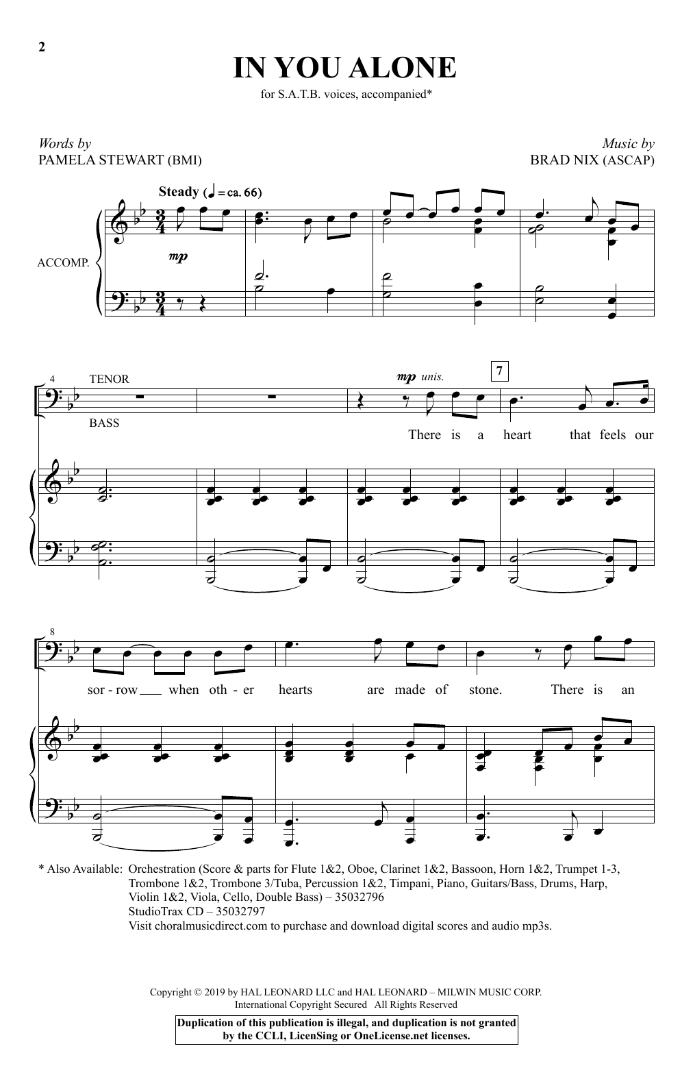 Pamela Stewart & Brad Nix In You Alone Sheet Music Notes & Chords for SATB Choir - Download or Print PDF