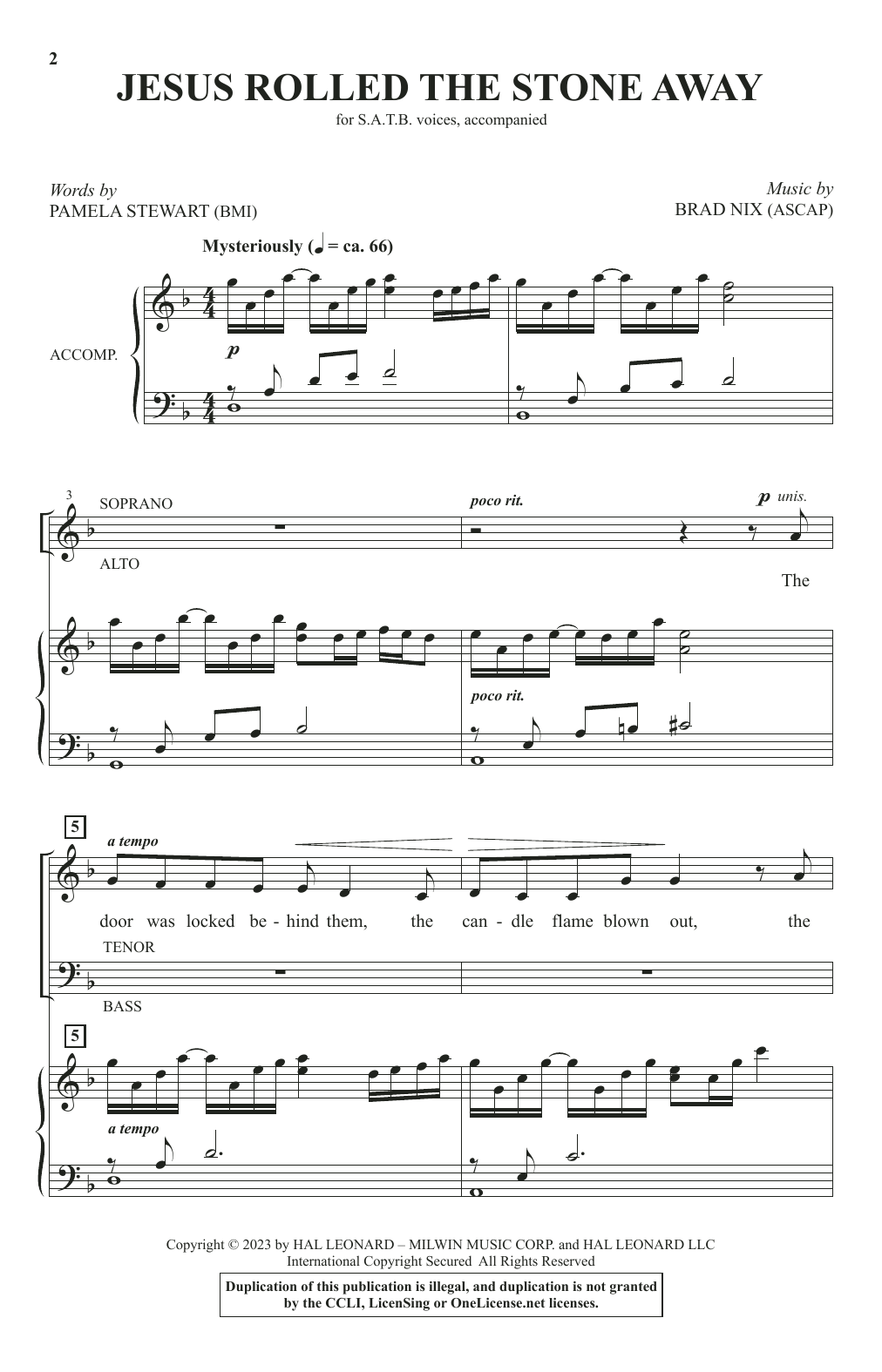 Pamela Stewart & Brad Nix Jesus Rolled The Stone Away Sheet Music Notes & Chords for SATB Choir - Download or Print PDF
