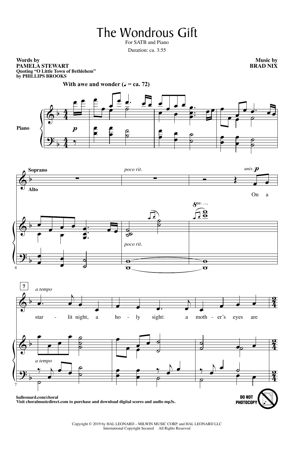 Pamela Stewart & Brad Nix The Wondrous Gift Sheet Music Notes & Chords for SATB Choir - Download or Print PDF