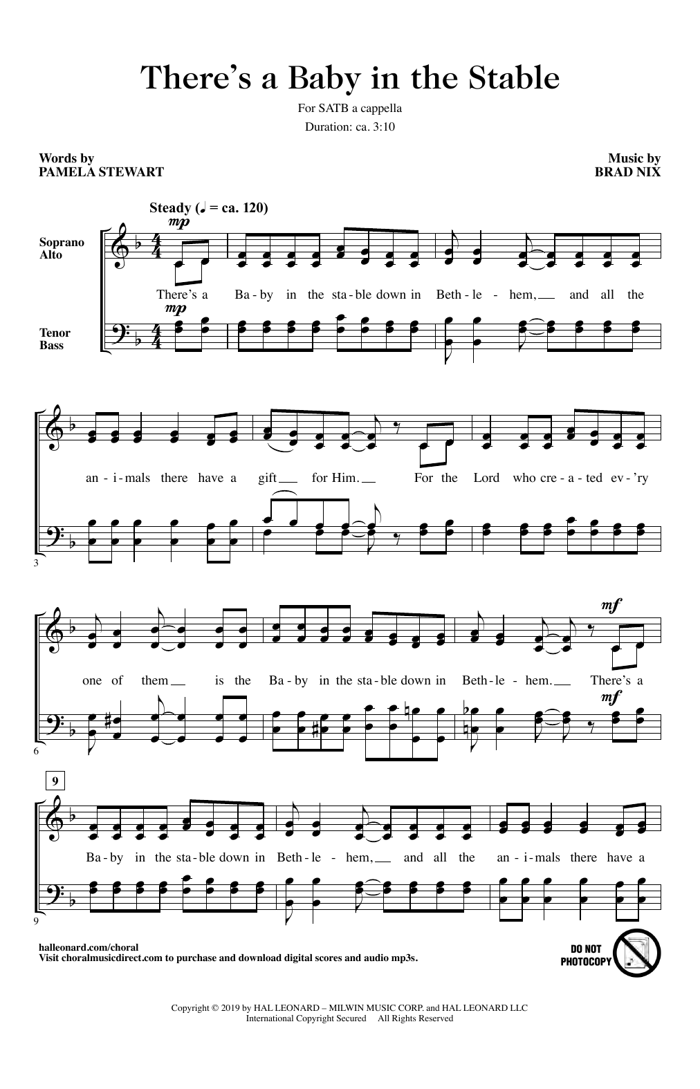 Pamela Stewart & Brad Nix There's A Baby In The Stable Sheet Music Notes & Chords for SATB Choir - Download or Print PDF