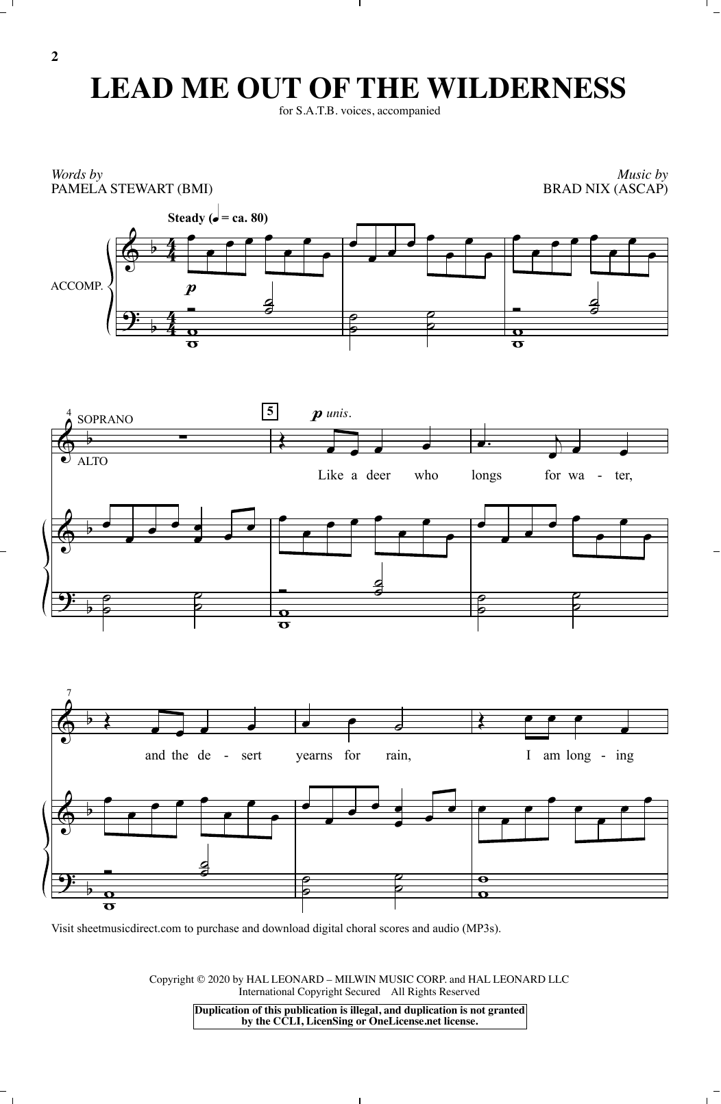 Pamela Stewart and Brad Nix Lead Me Out Of The Wilderness Sheet Music Notes & Chords for SATB Choir - Download or Print PDF