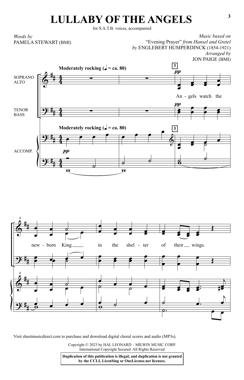 Pamela Stewart Lullaby Of The Angels (arr. Jon Paige) Sheet Music Notes & Chords for SATB Choir - Download or Print PDF