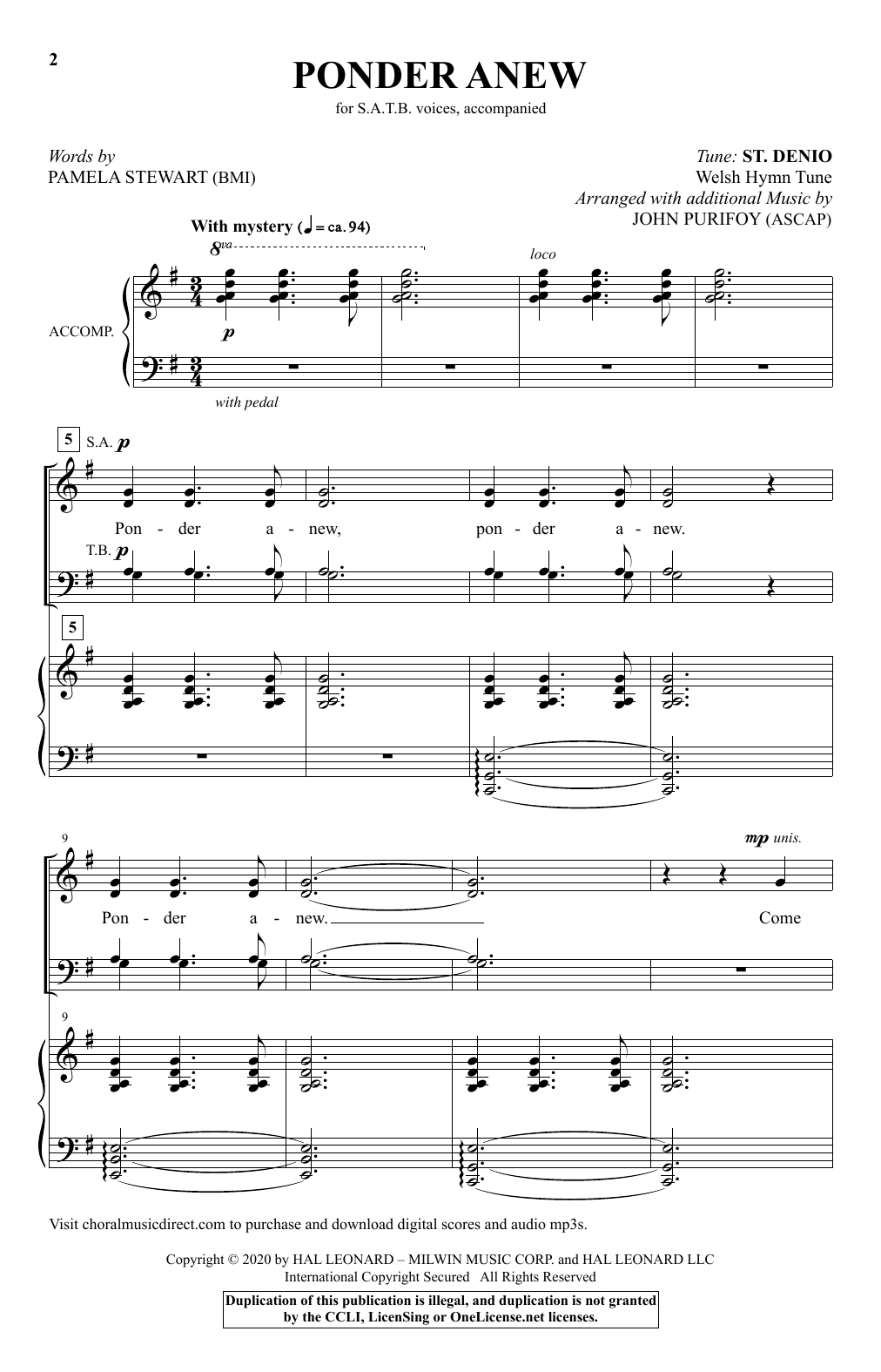 Pamela Stewart Ponder Anew (arr. John Purifoy) Sheet Music Notes & Chords for SATB Choir - Download or Print PDF