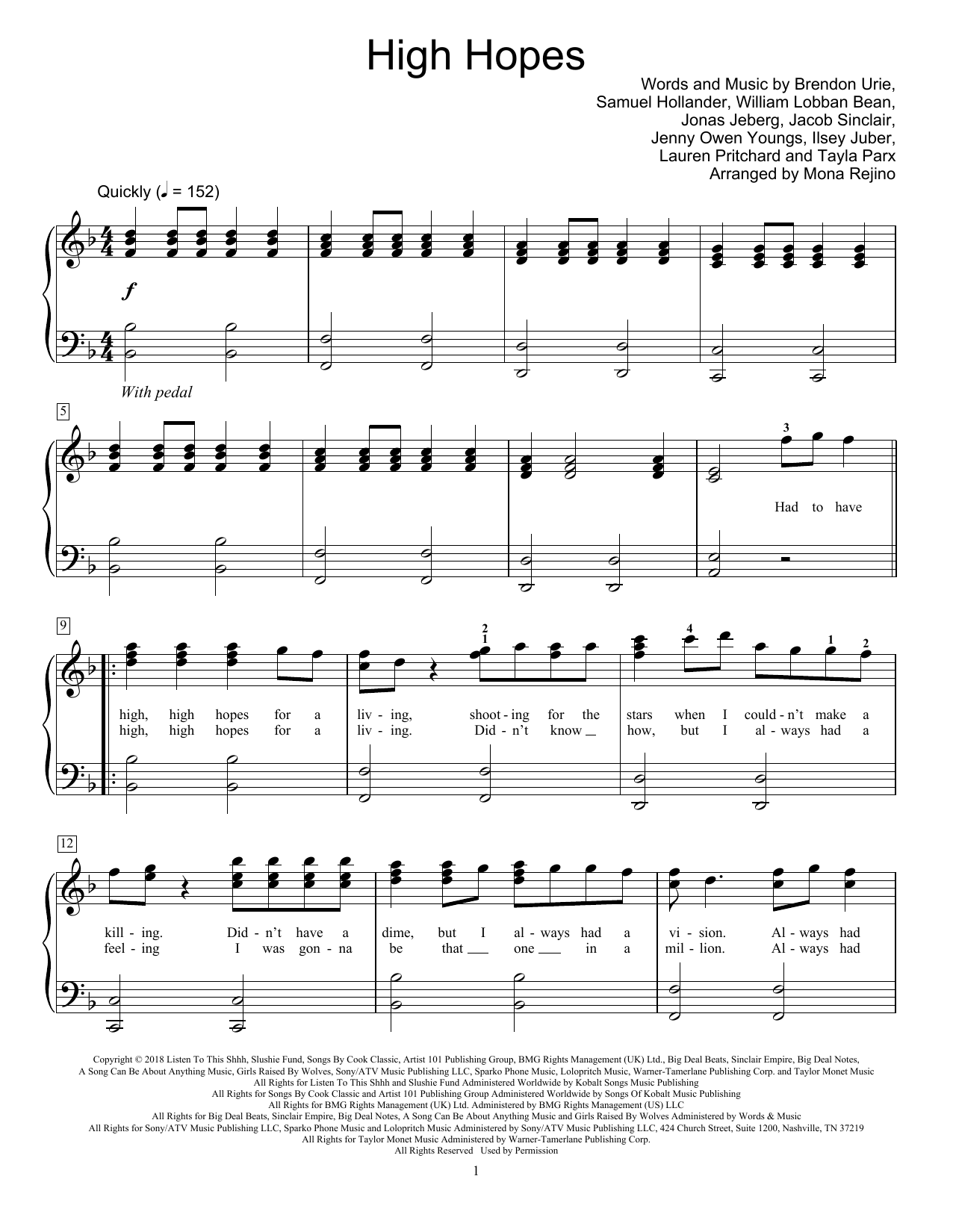Panic! At The Disco High Hopes (arr. Mona Rejino) Sheet Music Notes & Chords for Educational Piano - Download or Print PDF
