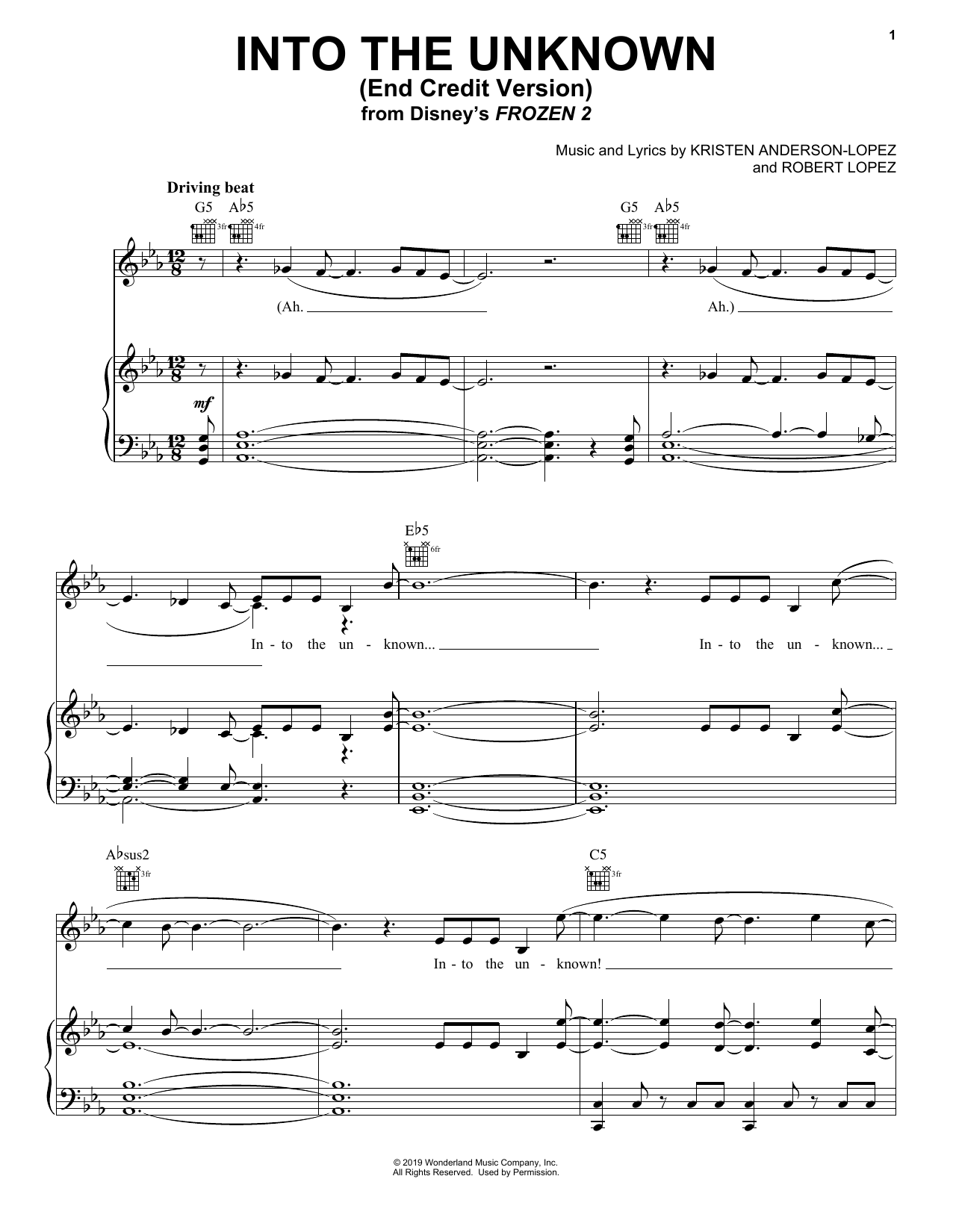 Panic! At The Disco Into The Unknown (from Disney's Frozen 2) Sheet Music Notes & Chords for Piano, Vocal & Guitar (Right-Hand Melody) - Download or Print PDF