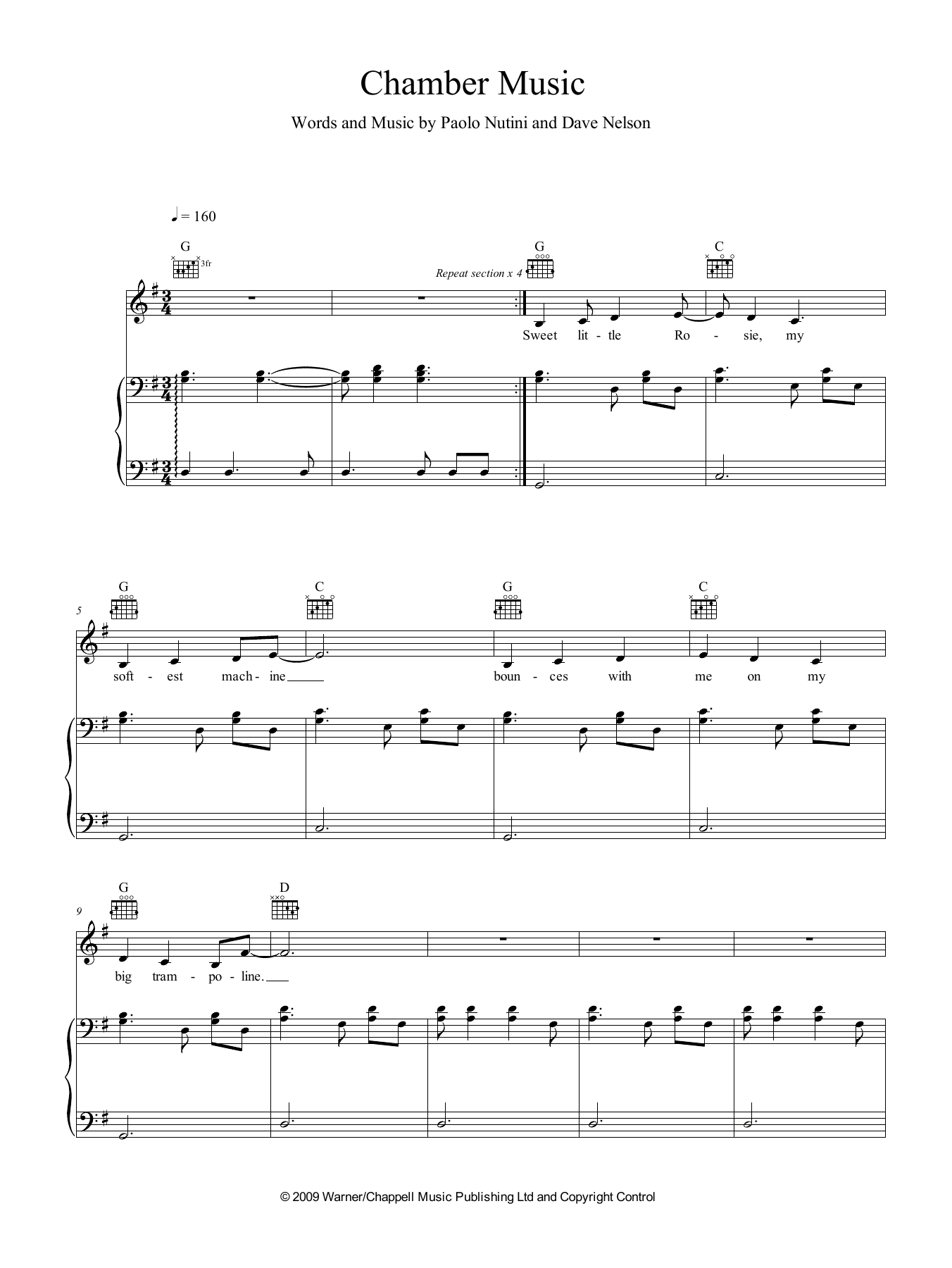 Paolo Nutini Chamber Music Sheet Music Notes & Chords for Piano, Vocal & Guitar (Right-Hand Melody) - Download or Print PDF