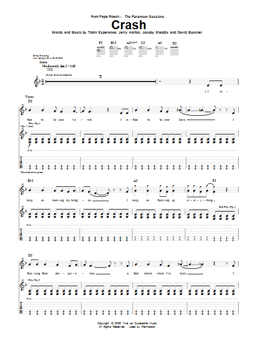 Papa Roach Crash Sheet Music Notes & Chords for Guitar Tab - Download or Print PDF