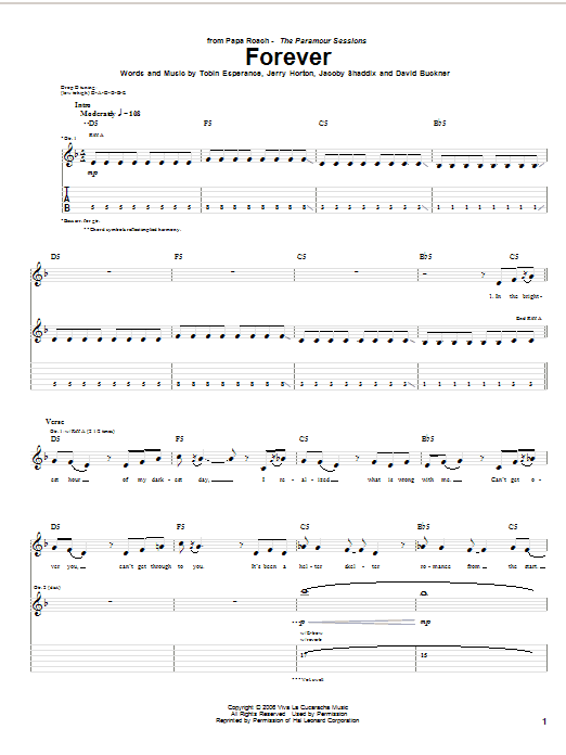 Papa Roach Forever Sheet Music Notes & Chords for Guitar Tab - Download or Print PDF