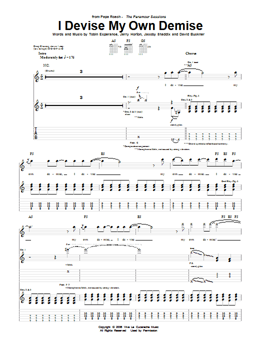 Papa Roach I Devise My Own Demise Sheet Music Notes & Chords for Guitar Tab - Download or Print PDF