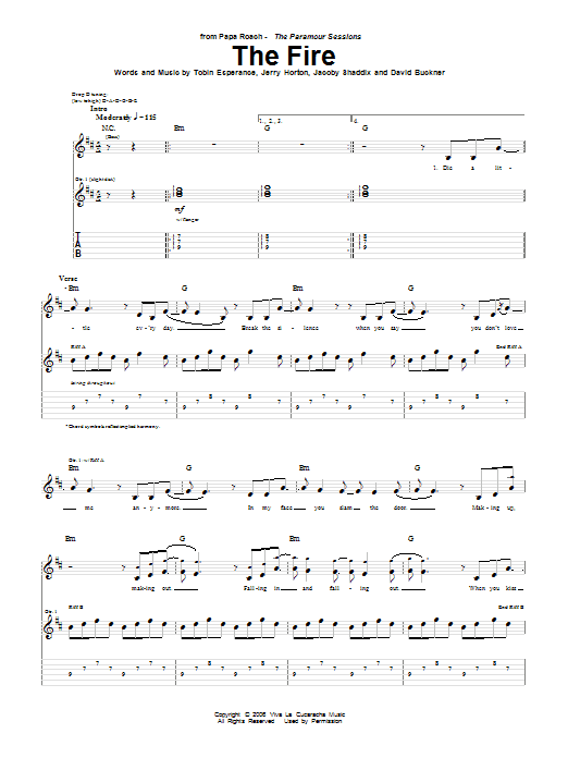 Papa Roach The Fire Sheet Music Notes & Chords for Guitar Tab - Download or Print PDF