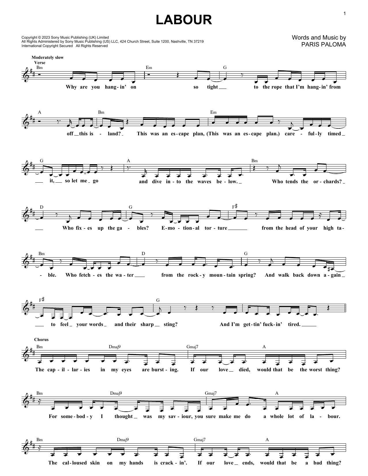 Paris Paloma Labour Sheet Music Notes & Chords for Lead Sheet / Fake Book - Download or Print PDF Paris Paloma Labour Sheet Music Notes & Chords for Lead Sheet / Fake Book - Download or Print PDF