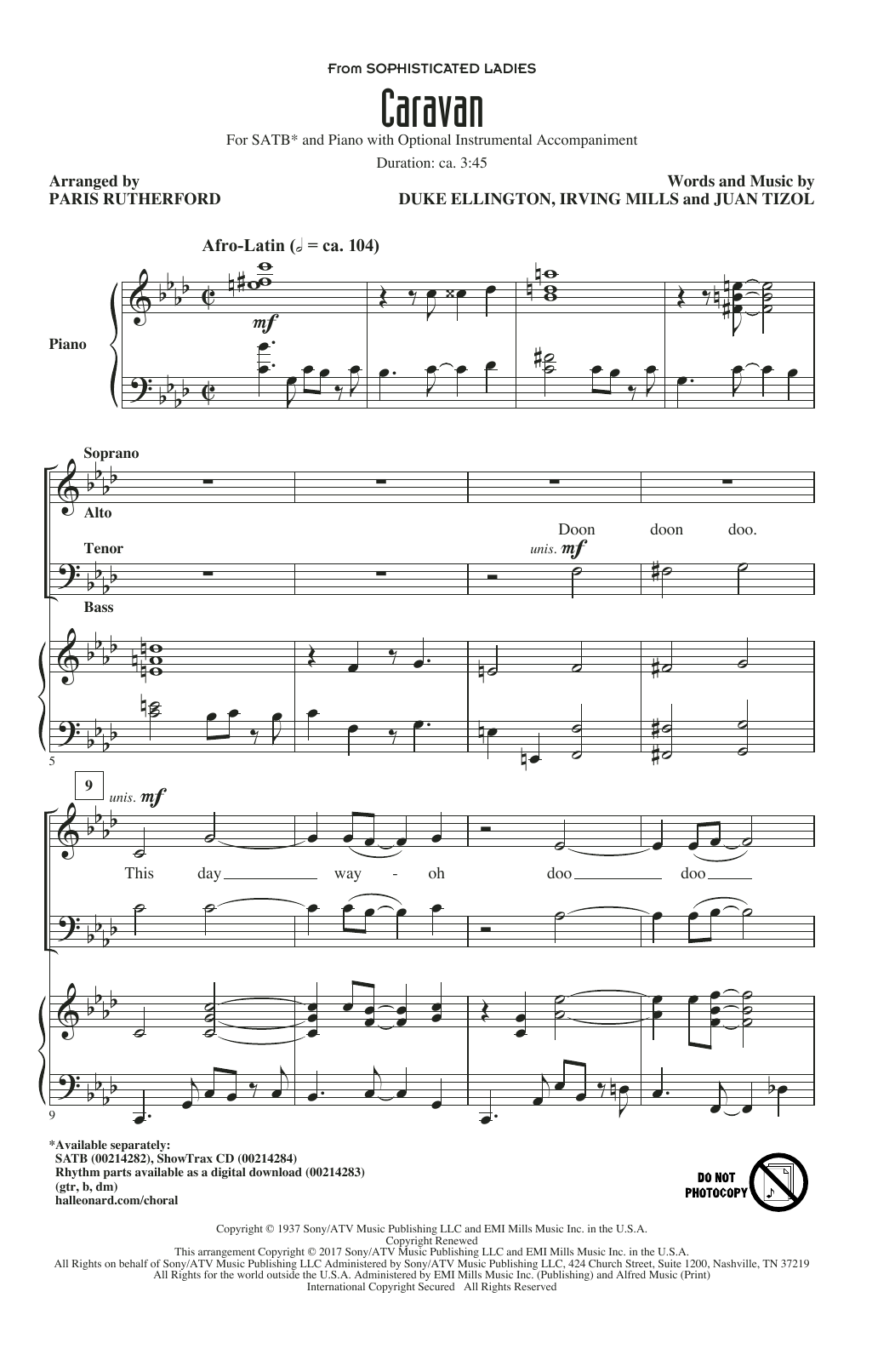 Paris Rutherford Caravan Sheet Music Notes & Chords for SATB - Download or Print PDF