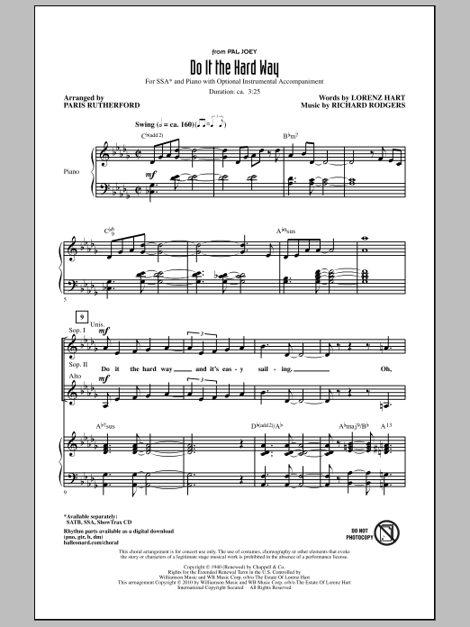 Paris Rutherford Do It The Hard Way (from Pal Joey) Sheet Music Notes & Chords for SSA - Download or Print PDF