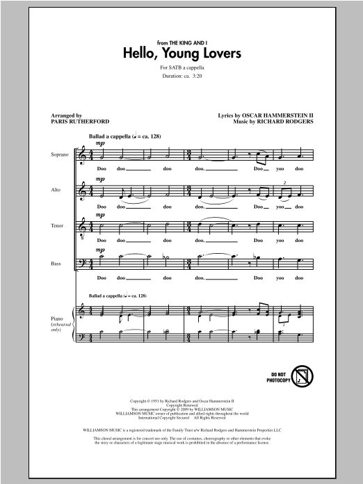 Paris Rutherford Hello, Young Lovers Sheet Music Notes & Chords for SATB - Download or Print PDF