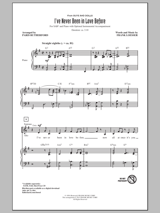 Paris Rutherford I've Never Been In Love Before Sheet Music Notes & Chords for SATB - Download or Print PDF