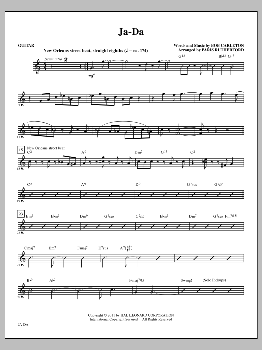 Paris Rutherford Ja-Da - Guitar Sheet Music Notes & Chords for Choir Instrumental Pak - Download or Print PDF