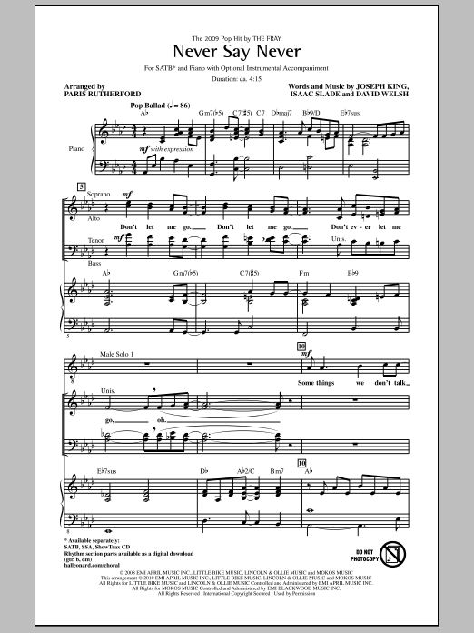 Paris Rutherford Never Say Never Sheet Music Notes & Chords for SSA - Download or Print PDF