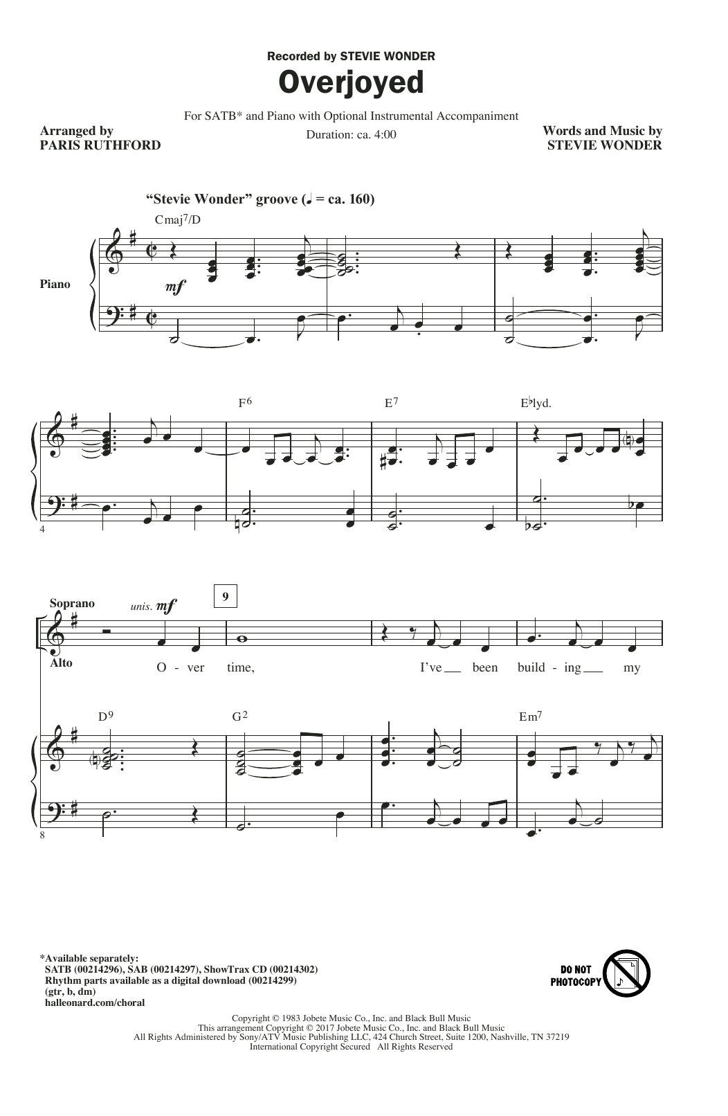 Paris Rutherford Overjoyed Sheet Music Notes & Chords for SAB - Download or Print PDF