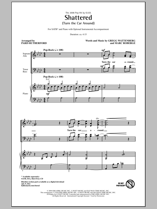 Paris Rutherford Shattered (Turn The Car Around) Sheet Music Notes & Chords for SSA - Download or Print PDF