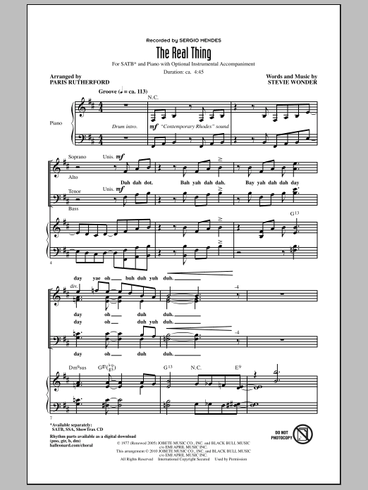 Paris Rutherford The Real Thing Sheet Music Notes & Chords for SSA - Download or Print PDF