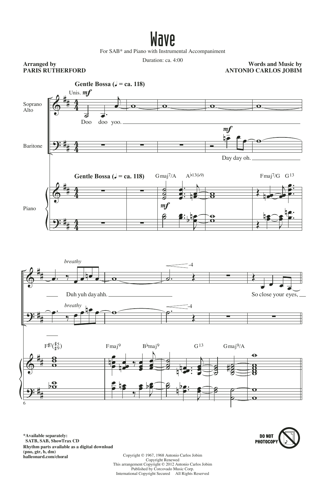 Paris Rutherford Wave Sheet Music Notes & Chords for SAB - Download or Print PDF