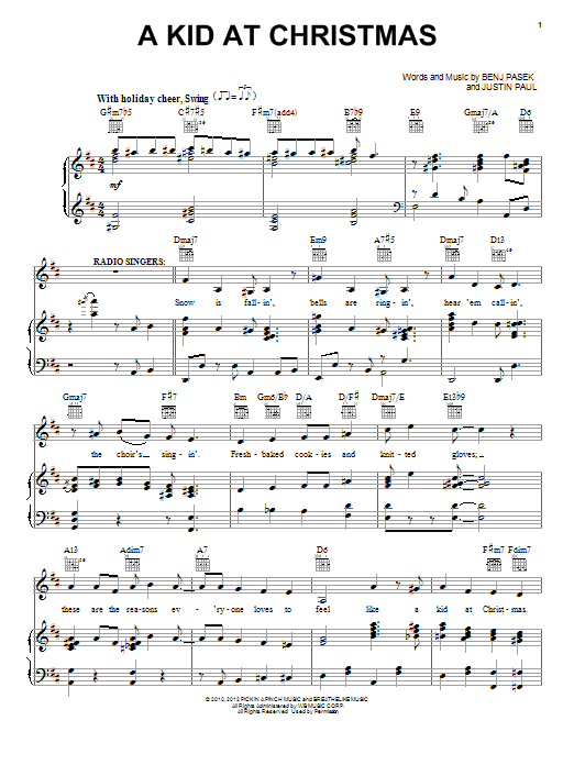 Pasek & Paul A Kid At Christmas Sheet Music Notes & Chords for Piano & Vocal - Download or Print PDF