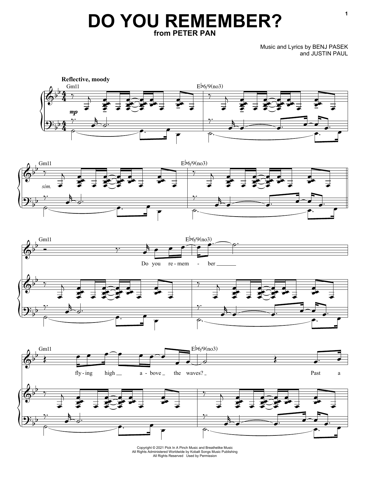 Pasek & Paul Do You Remember? Sheet Music Notes & Chords for Piano & Vocal - Download or Print PDF