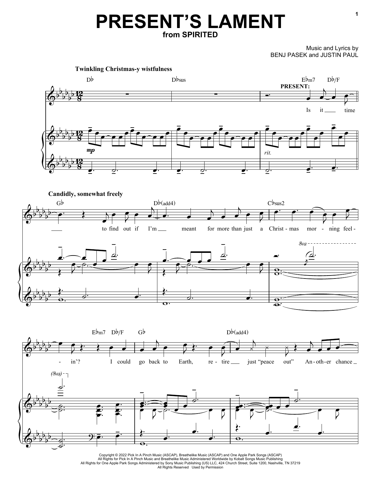 Pasek & Paul Present's Lament (from Spirited) Sheet Music Notes & Chords for Piano & Vocal - Download or Print PDF