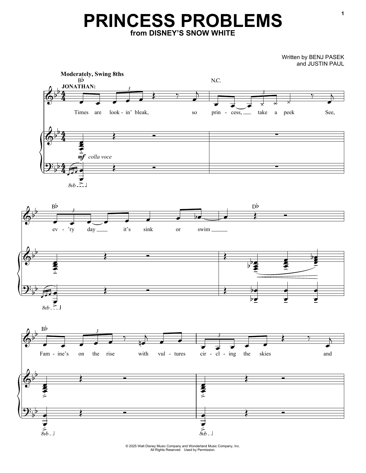 Pasek & Paul Princess Problems (from Snow White) (2025) Sheet Music Notes & Chords for Piano & Vocal - Download or Print PDF