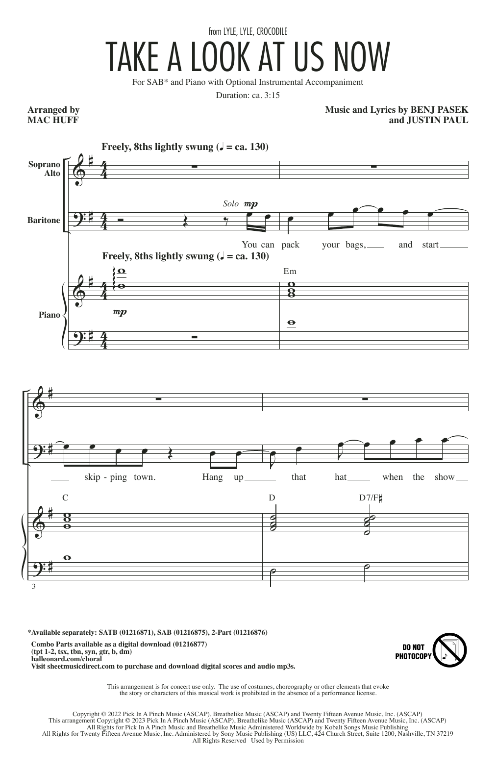 Pasek & Paul Take A Look At Us Now (from Lyle, Lyle, Crocodile) (arr. Mac Huff) Sheet Music Notes & Chords for SATB Choir - Download or Print PDF