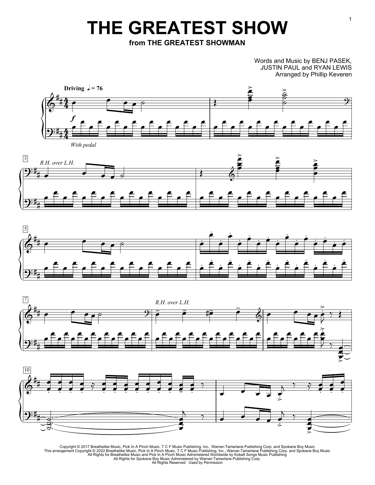 Pasek & Paul The Greatest Show (from The Greatest Showman) (arr. Phillip Keveren) Sheet Music Notes & Chords for Piano Solo - Download or Print PDF