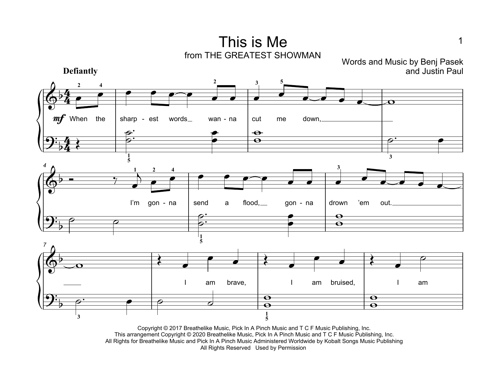 Pasek & Paul This Is Me (from The Greatest Showman) (arr. Christopher Hussey) Sheet Music Notes & Chords for Educational Piano - Download or Print PDF