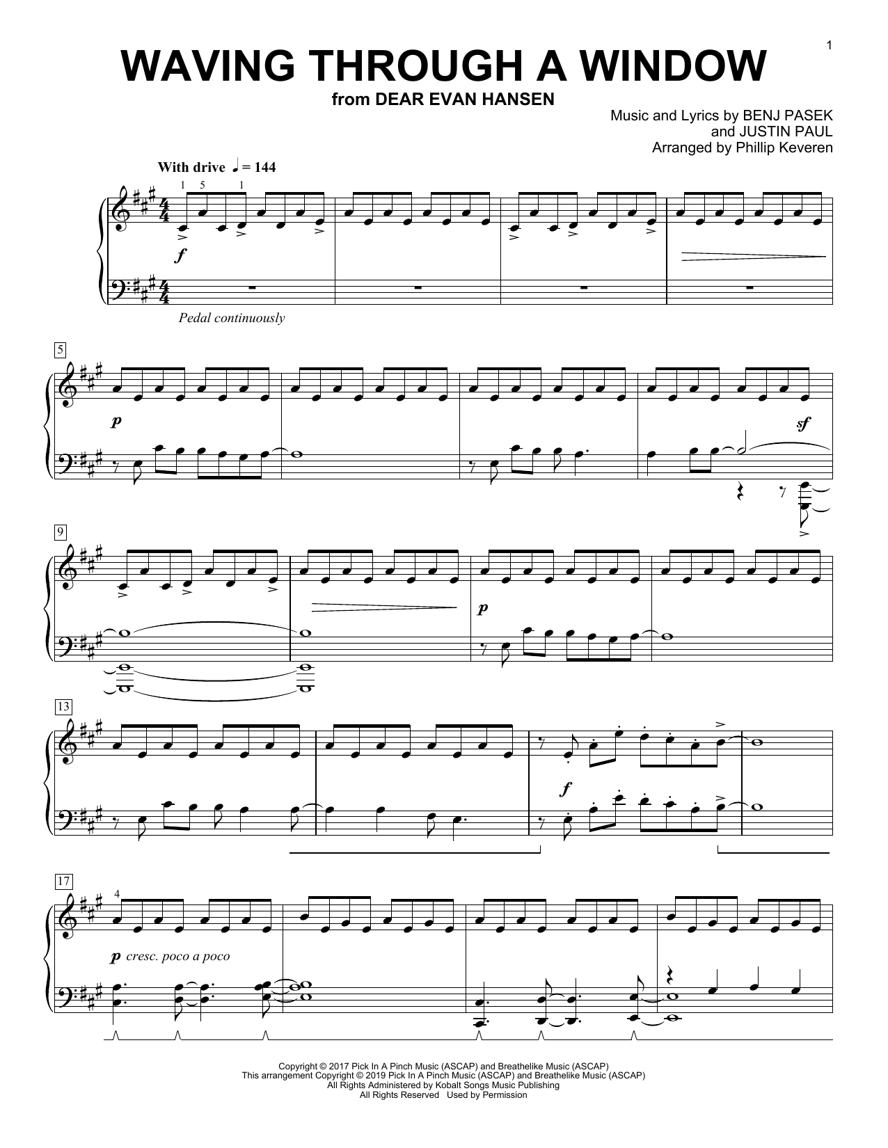 Pasek & Paul Waving Through A Window [Classical version] (from Dear Evan Hansen) (arr. Phillip Keveren) Sheet Music Notes & Chords for Piano Solo - Download or Print PDF