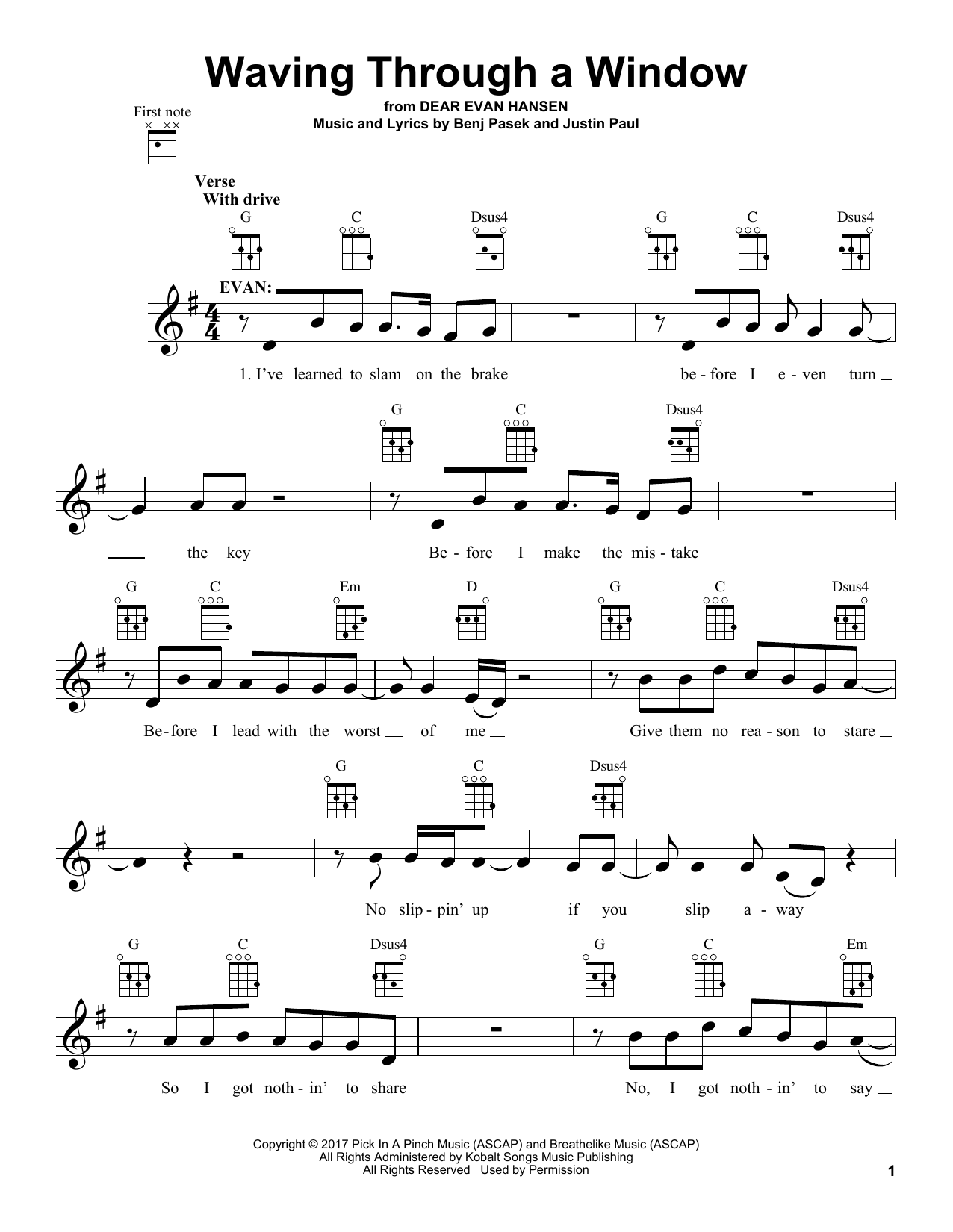 Pasek & Paul Waving Through A Window (from Dear Evan Hansen) Sheet Music Notes & Chords for Guitar Chords/Lyrics - Download or Print PDF