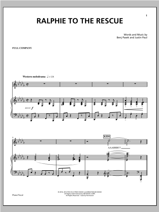 Pasek & Paul Ralphie To The Rescue Sheet Music Notes & Chords for Piano & Vocal - Download or Print PDF