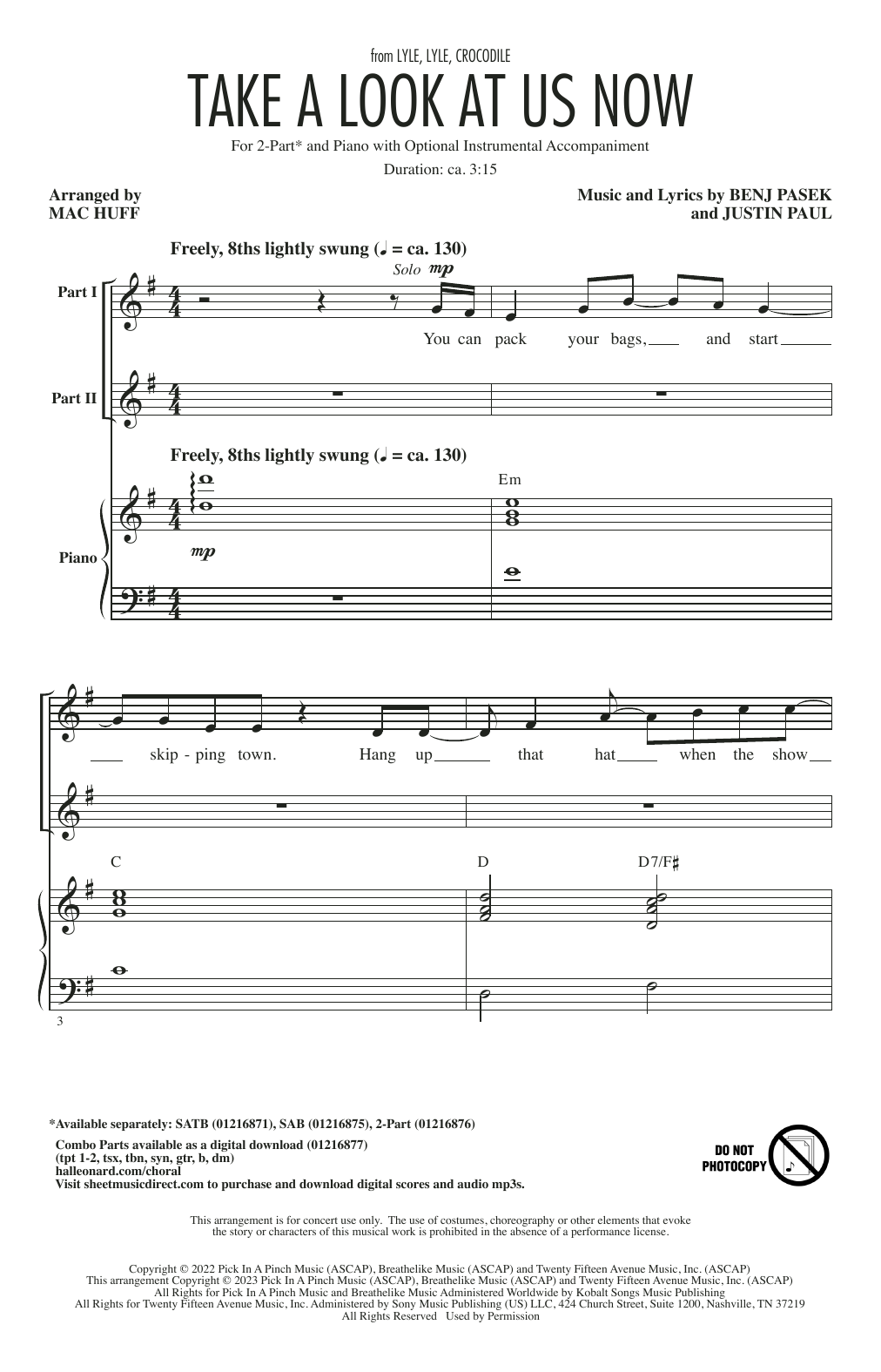 Pasek & Paul Take A Look At Us Now (from Lyle, Lyle, Crocodile) (arr. Mac Huff) Sheet Music Notes & Chords for 2-Part Choir - Download or Print PDF