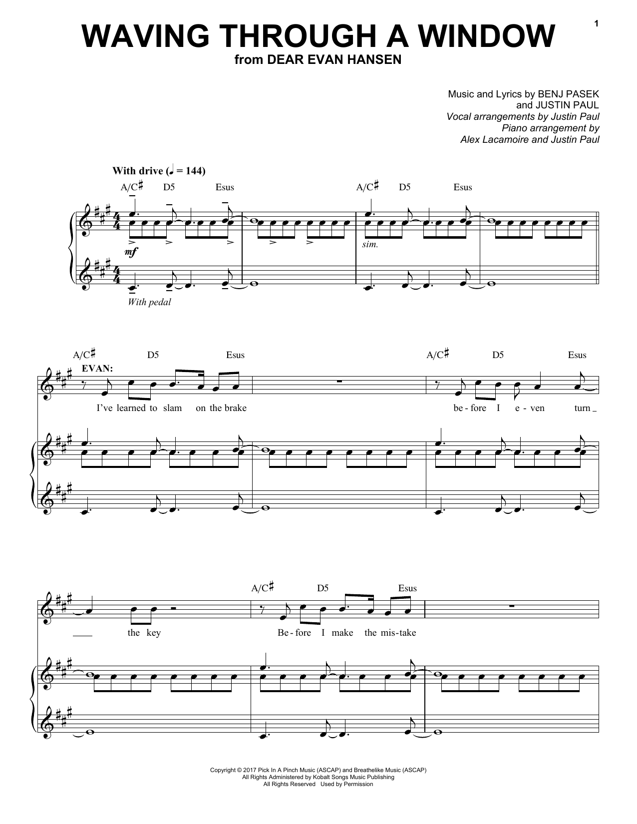 Pasek & Paul Waving Through A Window Sheet Music Notes & Chords for Piano & Vocal - Download or Print PDF