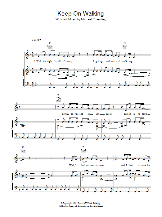 Passenger Keep On Walking Sheet Music Notes & Chords for Piano, Vocal & Guitar (Right-Hand Melody) - Download or Print PDF