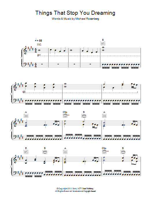 Passenger Things That Stop You Dreaming Sheet Music Notes & Chords for Piano, Vocal & Guitar (Right-Hand Melody) - Download or Print PDF Passenger Things That Stop You Dreaming Sheet Music Notes & Chords for Piano, Vocal & Guitar (Right-Hand Melody) - Download or Print PDF