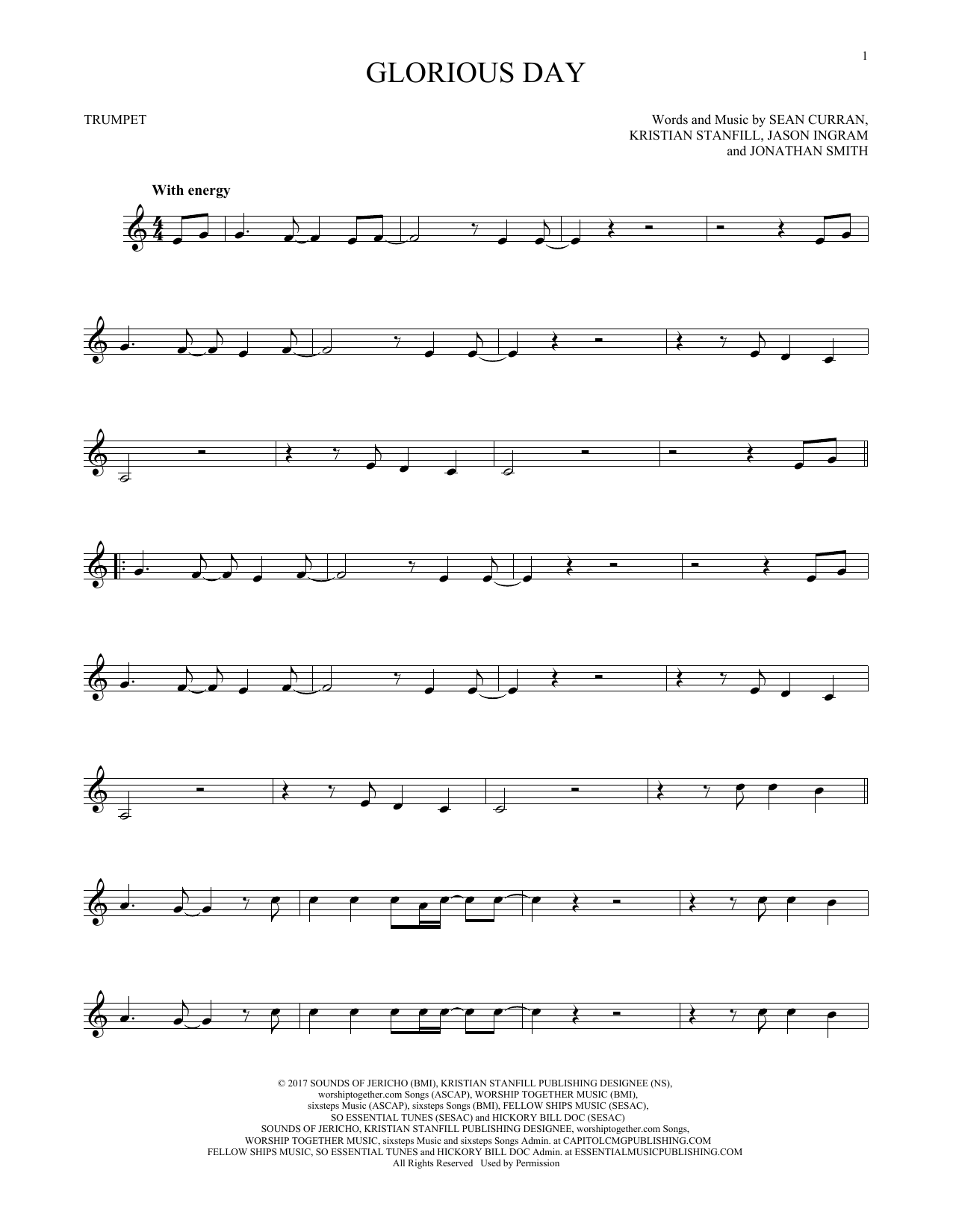 Passion & Kristian Stanfill Glorious Day Sheet Music Notes & Chords for Alto Sax Solo - Download or Print PDF