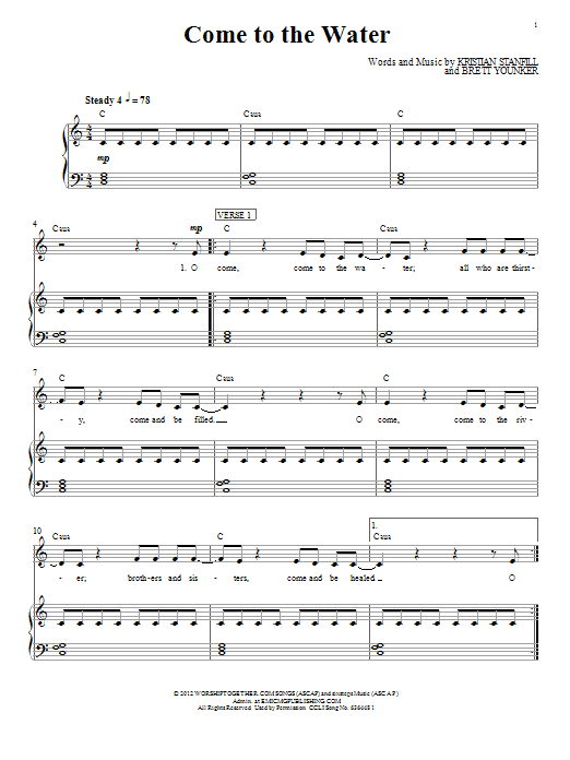 Passion Come To The Water Sheet Music Notes & Chords for Piano, Vocal & Guitar (Right-Hand Melody) - Download or Print PDF