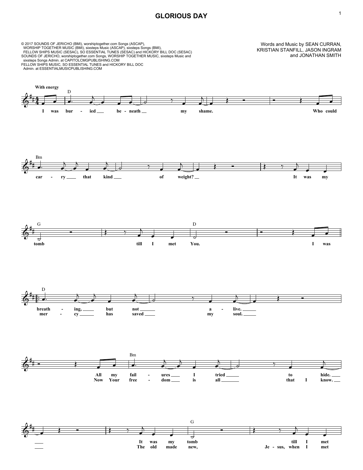 Passion Glorious Day (feat. Kristian Stanfill) Sheet Music Notes & Chords for Lead Sheet / Fake Book - Download or Print PDF