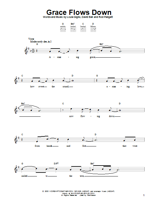 Passion Grace Flows Down Sheet Music Notes & Chords for Easy Guitar - Download or Print PDF