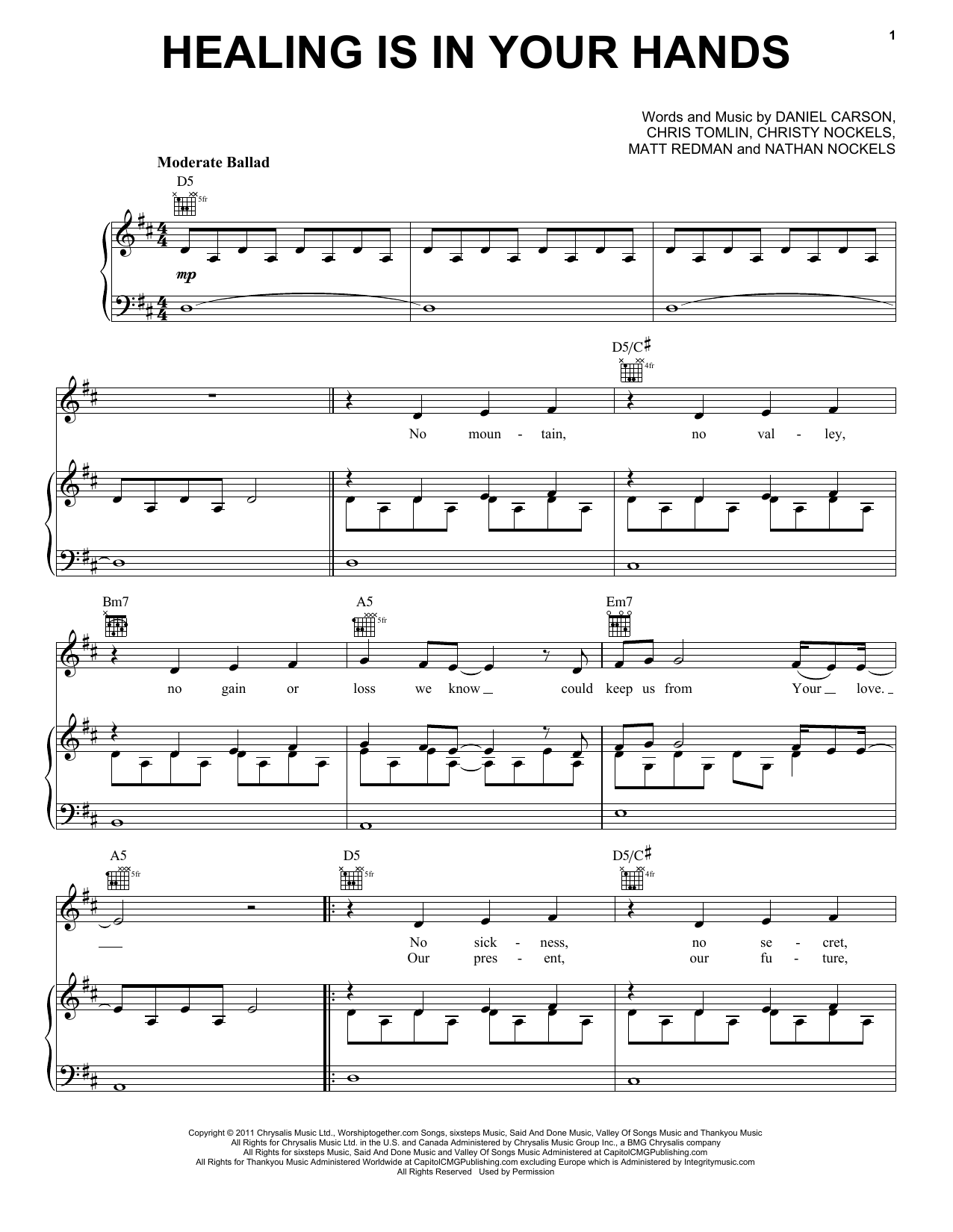 Passion Healing Is In Your Hands Sheet Music Notes & Chords for Piano, Vocal & Guitar (Right-Hand Melody) - Download or Print PDF