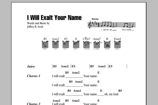 Passion I Will Exalt Your Name Sheet Music Notes & Chords for Piano, Vocal & Guitar (Right-Hand Melody) - Download or Print PDF