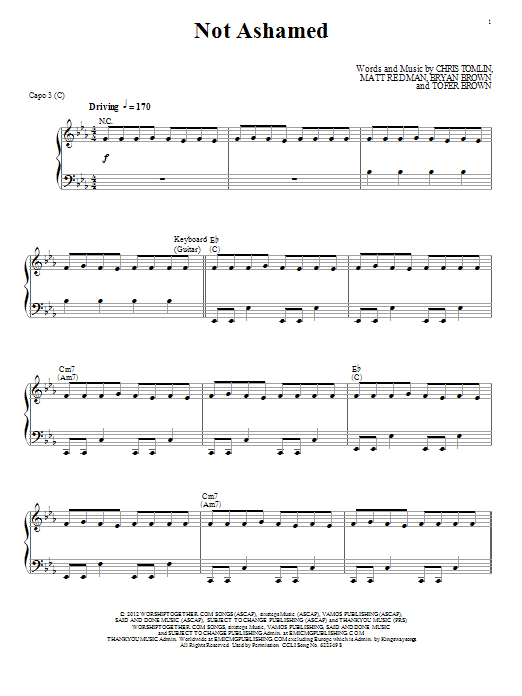 Passion Not Ashamed Sheet Music Notes & Chords for Piano, Vocal & Guitar (Right-Hand Melody) - Download or Print PDF