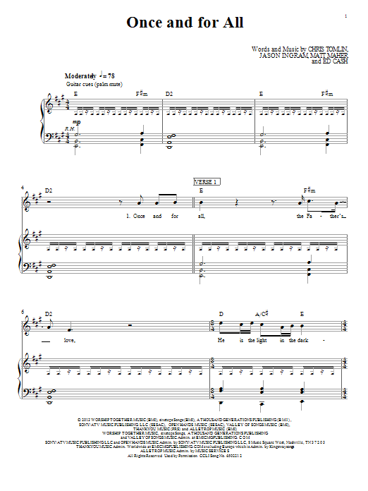 Passion Once And For All Sheet Music Notes & Chords for Piano, Vocal & Guitar (Right-Hand Melody) - Download or Print PDF