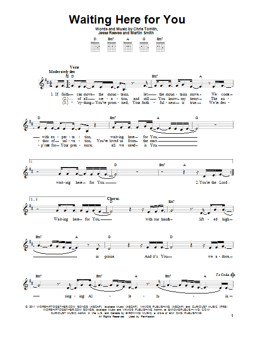 Passion Waiting Here For You Sheet Music Notes & Chords for Melody Line, Lyrics & Chords - Download or Print PDF
