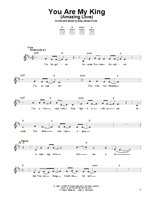 Passion You Are My King (Amazing Love) Sheet Music Notes & Chords for Melody Line, Lyrics & Chords - Download or Print PDF