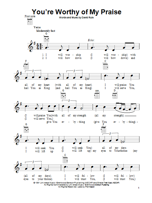 Passion You're Worthy Of My Praise Sheet Music Notes & Chords for Easy Piano - Download or Print PDF